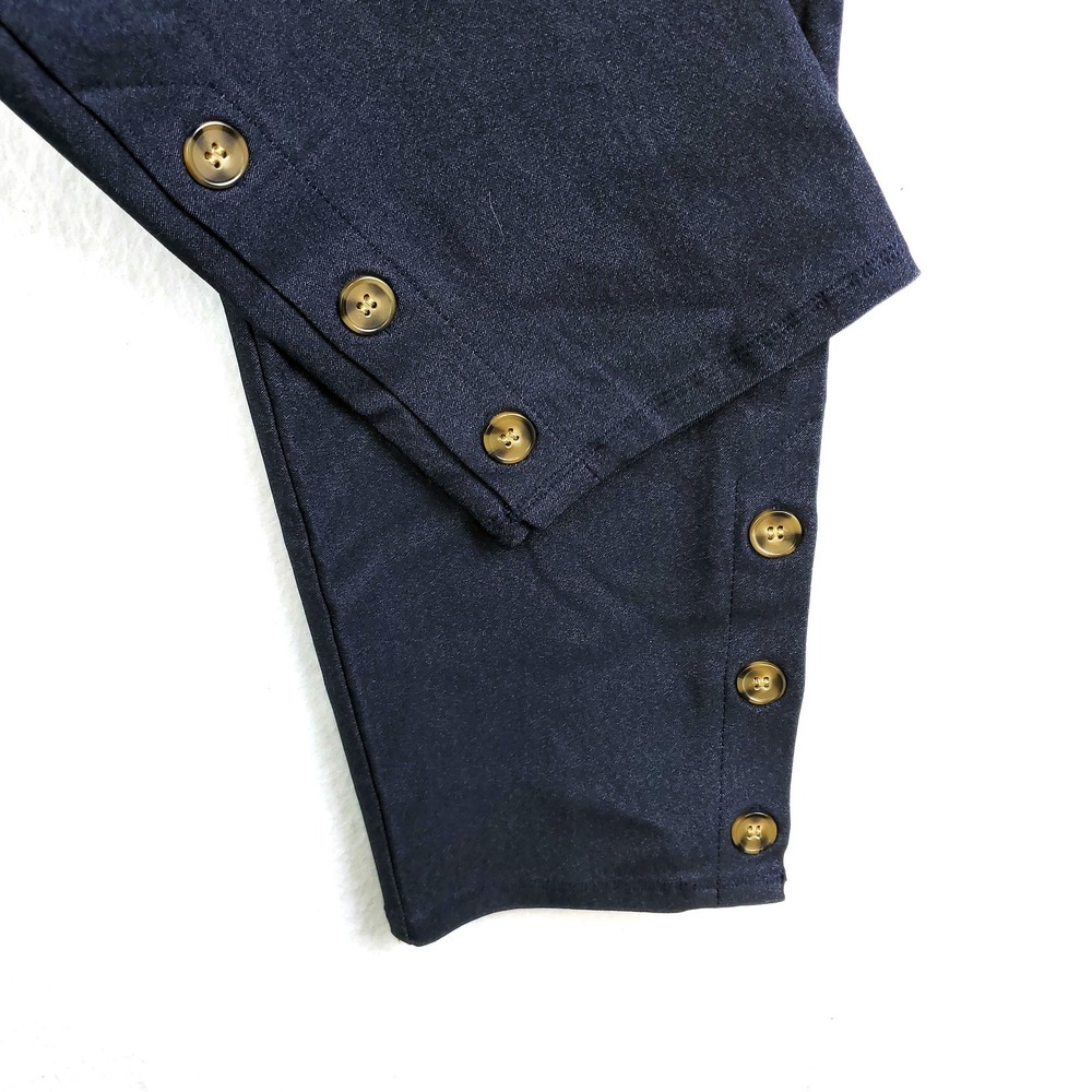 Christopher & Banks Pull On Pants Navy Signature Slimming Button Hem Size 12